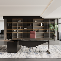 bureau de direction exécutif moderne élégant en forme de L avec rangement
