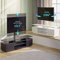 Meuble TV console en bois Kainice pour salon, avec éclairage LED, hauteur réglable, rotation, finition noire, 2 tiroirs de rangement pour téléviseurs jusqu'à 70 pouces