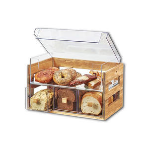 <span class=keywords><strong>Colonne</strong></span> de boulangerie étroite en bambou pour comptoir de cuisine tiroirs en acrylique transparent et planche à découper à fond coulissant grande capacité à usage alimentaire - Product Image 2