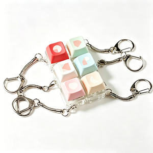 Porte-clés sonore personnalisé en acrylique transparent, motifs ange, animal, fruit, avec capuchon de clavier fidget, clicker et LED, jouet anti-stress - Product Image 6