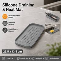 Plateau de drainage multifonction en silicone pour cuisine et salle de bain, plateau de séchage antidérapant pour savon, éponge et vaisselle