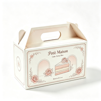 Boîte de transport à poignée polyvalente avec taille et impression personnalisées, boîte en papier pliable pour boulangerie, gâteaux, poulet frit, boissons