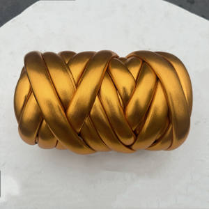 Charmkey için en iyi fiyat stok 100% Polyester metalik el örgü tüp iplik boyalı tıknaz desen çanta ve battaniye yapmak için - Product Image 6