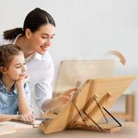 Support de livre personnalisé en bambou Support réglable pour livre de cuisine et tablette, parfait pour les recettes et la lecture