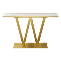 Nouvelle table console en marbre de style chinois avec structure métallique - Design multifonctionnel mural, léger et luxueux, minimaliste et moderne pour