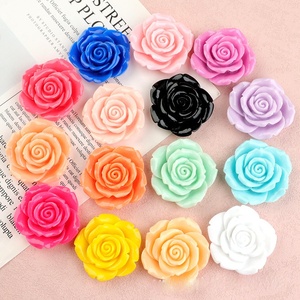 Cabochons plats en résine de 42 mm, embellissements en forme de rose, roses artificielles à dos plat pour la fabrication de bijoux, breloques en forme de roses - Product Image 4