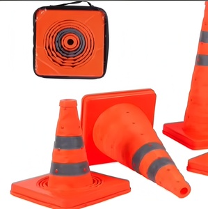 Cône de signalisation réfléchissant pliable et empilable pour la sécurité routière, idéal pour les travaux routiers, les parkings et l'entraînement à la conduite - Product Image 1