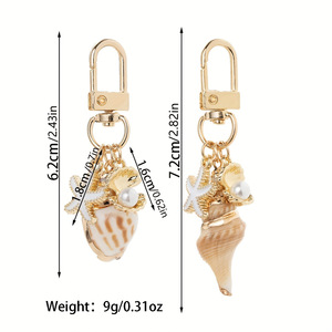 Minimalist Natural Seashell Keychain Imitation Pearl Bag Pendant Cute Girls Bag <b>Hanger</b> Decor Fashion Women Bag Jewelry - Product Image 2