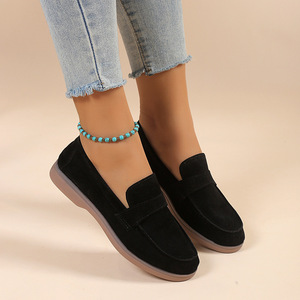 Factory Wholesale Women's Black Faux Suede Mule Loafers - Flat Sole Casual Slip-on Backless Daily Shoes - Product Image 5