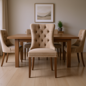 Silla de Comedor Moderna con Tapizado de Terciopelo de la Colección Db Nikki, Patas de Madera Maciza, Adorno de Tachuelas - Product Image 2