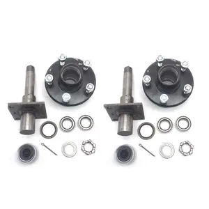 2000 Lbs Light Trailer Stub Axle Replacement And 5x4.5 Hubs 1.5" Flanged Round Spindles