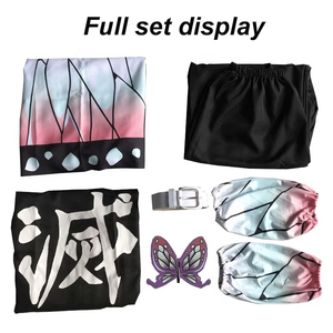 Kochou <span class=keywords><strong>Shinobu</strong></span> disfraz <span class=keywords><strong>de</strong></span> Anime Demoned Slayer Cosplay conjunto con peluca pendientes Kimono uniforme <span class=keywords><strong>ropa</strong></span> - Product Image 4