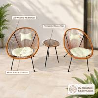 Outdoor PE-Rattan Acapulco Stuhl-Set 2-Sitzer Terrassen-Korbstühle Mit Rundem Kaffeetisch für Garten Balkon Hinterhof