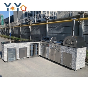 Youya Nouvelle Cuisine Extérieure Modulaire en Pierre Culturelle, Résistante aux Intempéries, avec Réfrigérateur - Product Image 3