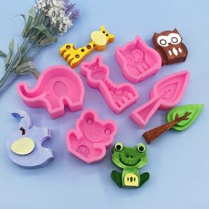 Moule en silicone de qualité alimentaire pour décoration de gâteaux, bougies, savons, argile douce, plâtre aromatique, avec formes de grenouille, éléphant, girafe, hibou - Product Image 1