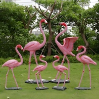 Sculpture de jardin autoportante en fibre de verre, flamant rose, faite à la main, résistante à l'eau, pour décoration extérieure, simulation d'animaux personnalisée