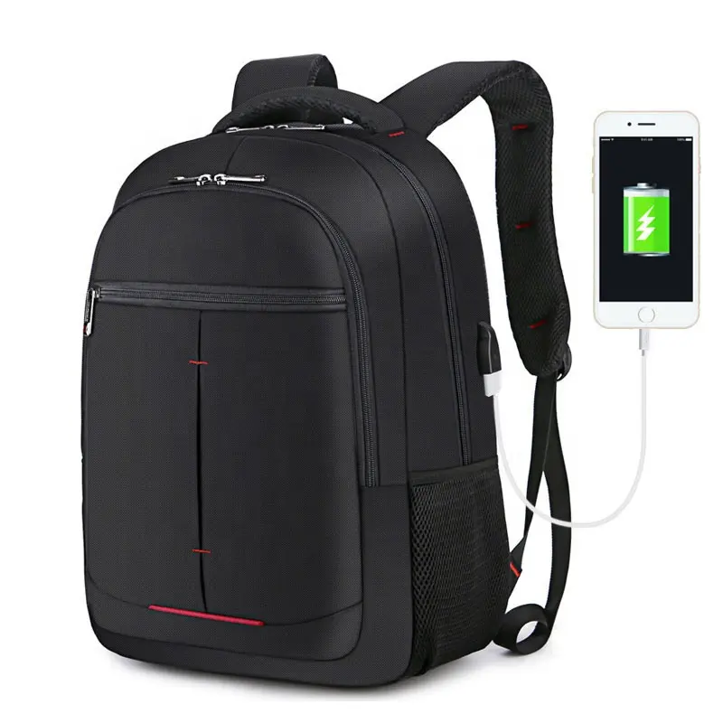 17 "15" inç çok fonksiyonlu okul çantası su geçirmez Laptop sırt çantası USB şarjlı Port