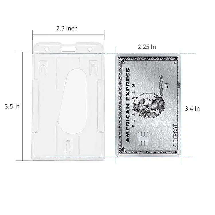 Good Quality Anti-ford Rigid ID Card Holder Hard Plastic ID Card Holder Lanyard Transparent Credit Card Holder