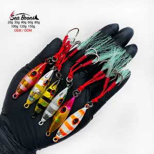 New BKK assist hook 20g-120g Oem Fast Slow Uv Lead Jig Flash Fishing Lure Jigging Slow Pitch Jigs Sinking Metal Lure