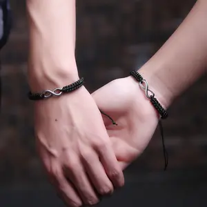 Bracelet à breloques en signe infini fait à la main, réglable, plusieurs couleurs, cordon en macramé, meilleur ami, amitié, amoureux, couple