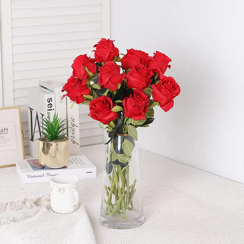 2023 חדש יחיד ורד סימולציה פרח בית חתונה מתנת יום האהבה ורד סימולציה חוצה גבולות סיטונאי פרח ורד