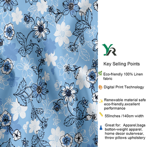 Tissu en lin pur imprimé numérique floral, de plus en plus doux à chaque lavage, tissu en lin pour vêtements au mètre - Product Image 5