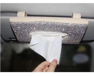 Boîte à <span class=keywords><strong>papier</strong></span> pour visière de <span class=keywords><strong>voiture</strong></span>, nouvel étui à mouchoirs <span class=keywords><strong>en</strong></span> diamant et support pour visière de <span class=keywords><strong>voiture</strong></span> - Product Image 3
