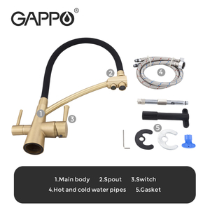 Rubinetto da Cucina Gappo con <span class=keywords><strong>Filtro</strong></span> Acqua <span class=keywords><strong>a</strong></span> 3 Vie, Finitura Bronzo Nero Spazzolato, Modello G4398-1 - Product Image 6