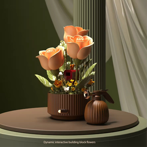 2025 <strong>New</strong> Kiss Handmade Assembly 3D Pop-up DIY Building <strong>Blocks</strong> Dynamic Lighting Blooming Garden Design Eternal Flower Toys Gift - Product Image 3