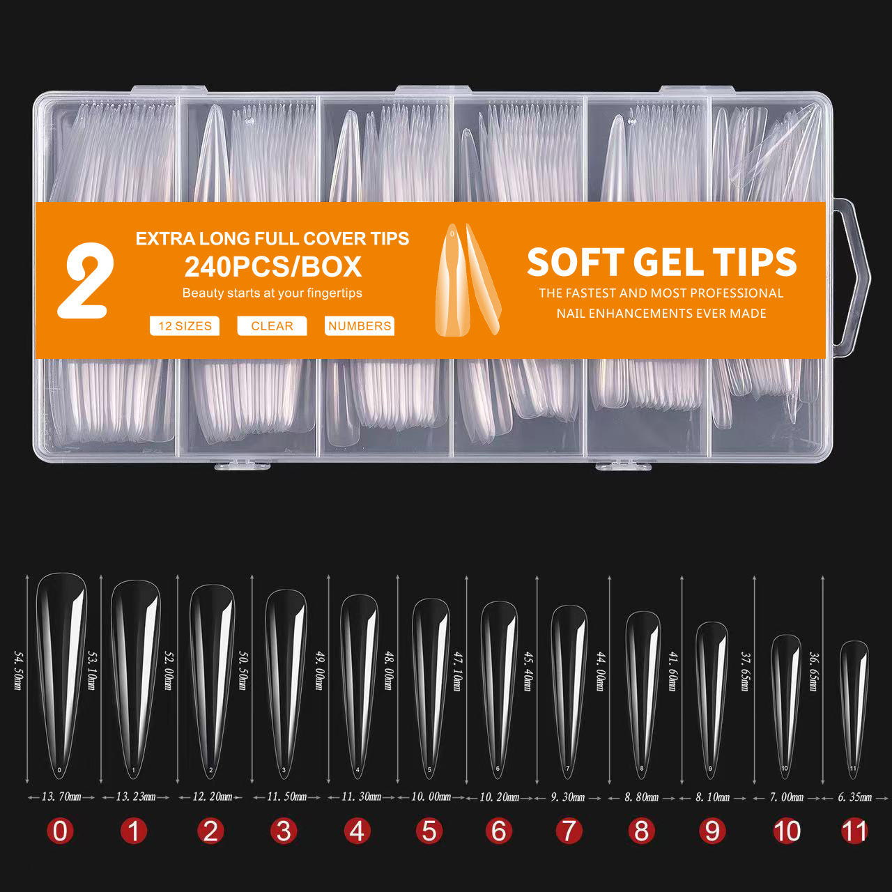 [2] 240 ultra-long pointed nail tablets