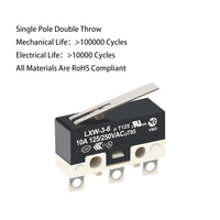 Micro-interrupteur à tige droite anti-poussière modèle LXW-3-6-3C-B1S-R2 PA66 Outils électriques 10A 250VAC Appareils ménagers Machine à glaçons Jeu