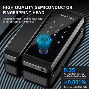 Enrique Tuya WiFi Cloud & Carte mémoire Électronique Numérique Automatique <span class=keywords><strong>Code</strong></span> de Combinaison d'Empreintes Digitales Serrure en Verre Coulissante Intelligente - Product Image 5