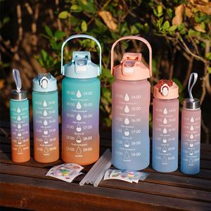 ขวดน้ำพลาสติก BPA สำหรับเล่นกีฬาออกกำลังกายขวดน้ำ3อิน1สำหรับยิมกลางแจ้ง - Product Image 1