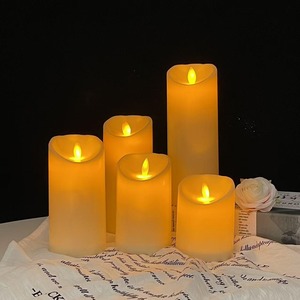 Bougies sans flamme en plastique, bougies <span class=keywords><strong>LED</strong></span> en forme de pilier, fonctionnant sur piles, avec mèche mobile, bougies artificielles réalistes pour mariage, décoration extérieure et intérieure - Product Image 1