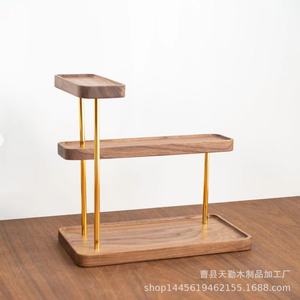 Black walnut solid wood <b>desktop</b> <b>shelf</b>, multi-layer storage rack, <b>desktop</b> key tray, entryway/front door <b>shelf</b> - Product Image 4