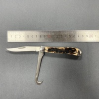 Spey et Clip Point Lames avec Manche en Résine 2 Lames EDC Couteaux de Poche Chasse et Pêche Vintage Style Trappeur Couteau Pliant