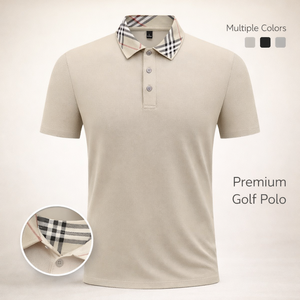 Polo Casual Elegante para Hombre, Diseño de Cuello a Cuadros, Mezcla de Algodón Premium, Manga Corta, Logotipo Personalizado, Ropa de Oficina - Product Image 5
