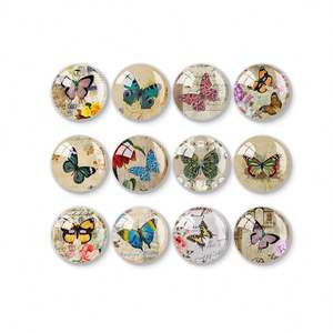 Autocollant de réfrigérateur vintage papillon, aimant rond tridimensionnel en verre pour tableau blanc, autocollant de réfrigérateur - Product Image 5