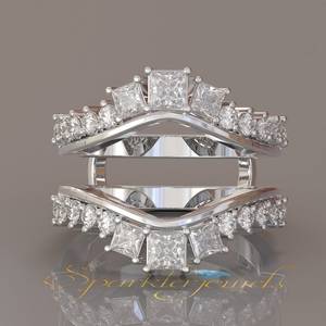 Anillo Personalizable con Aros de Diamantes, Anillo Envolvente Aggie, Anillo Envolvente de Diamantes, Anillo a Juego de Moissanita, Anillo de Eternidad, Banda de Eternidad de Diamantes - Product Image 3