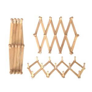 Wooden Telescopic Wall Mounted <b>Clothes</b> Rack Foldable Hat And Bag Hook For Bedroom <b>Storage</b> - Product Image 5