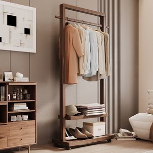 Modern basit hareketli katı ahşap bambu palto askılık portmanto asılı giysi rafı yatak odası ve oturma odası için yeni çin Hostel için - Product Image 3