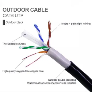 250MHz 23 awg cat6 CCA/BC sftp ftp utp网络电缆1000英尺局域网电缆室外防水电缆cat6