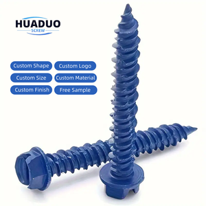 Fabricante de 100 tornillos para concreto de cabeza hexagonal ranurada de <span class=keywords><strong>1</strong></span>/<span class=keywords><strong>4</strong></span>" x <span class=keywords><strong>1</strong></span>-3/<span class=keywords><strong>4</strong></span>" con rosca autorroscante Tapcon, tornillos azules para concreto y madera - Product Image 1