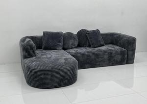 <span class=keywords><strong>Divano</strong></span> Convertibile in Tessuto Corduroy per Vendita Diretta con Imbottitura in Schiuma <span class=keywords><strong>a</strong></span> Compressione Sottovuoto, Mobili <span class=keywords><strong>a</strong></span> L per Ville e Centri Commerciali - Product Image 3