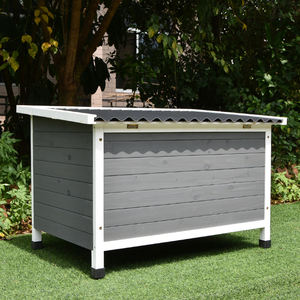 בית כלבי עץ בית מחמד לשימוש חיצוני עם צירים גג עמיד לגשם - Product Image 3