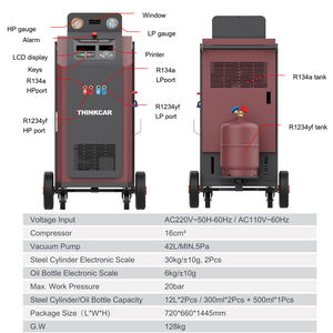 آلة شحن واسترداد هواء السيارات من THINKCAR ، آلة شحن R134a R1234yf ، آلة تدفق التيار المتردد بنظام مزدوج AC200 - Product Image 5