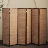 Séparateur de pièce moderne en bambou beige à 6 panneaux et écran pliant pour chambre à coucher salle de bain chambre d'hôtel séparation