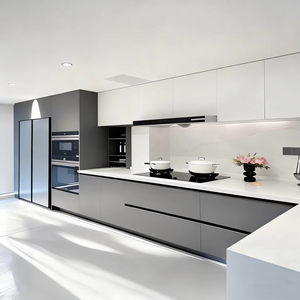 Meubles de cuisine sur mesure en acier inoxydable de luxe léger, type fermé, finition acrylique, charnières, paniers de rangement, 5+ tiroirs, cuisinière intégrée - Product Image 6