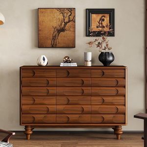 Aparador de madera maciza con múltiples compartimentos y almacenamiento organizado para comedor, sala de estar, entrada, uso adulto - Product Image 4