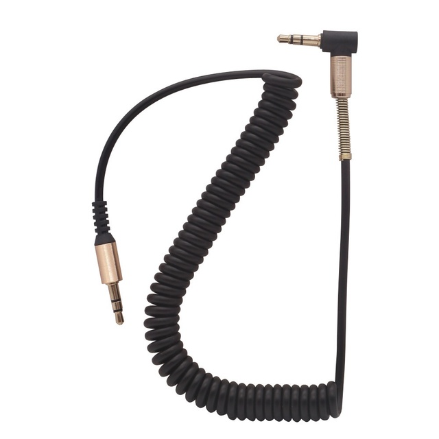 1.5m Angled Retractable Spring 3.5mm AUX Audio Cable THWTYP for Speakers Headphones Car Adapter Stereo Recording